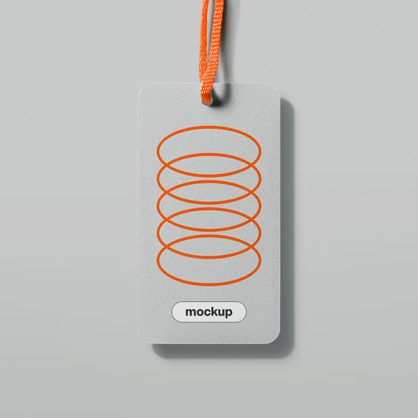 Hangtag Mockup with Orange Rope