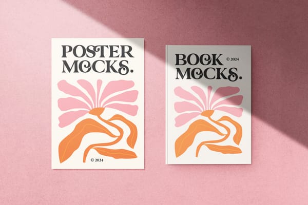 A4 Poster and Book Mockup With Pink Background