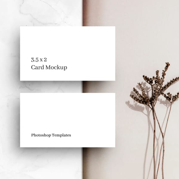 Square Business Card Mockup on Marble