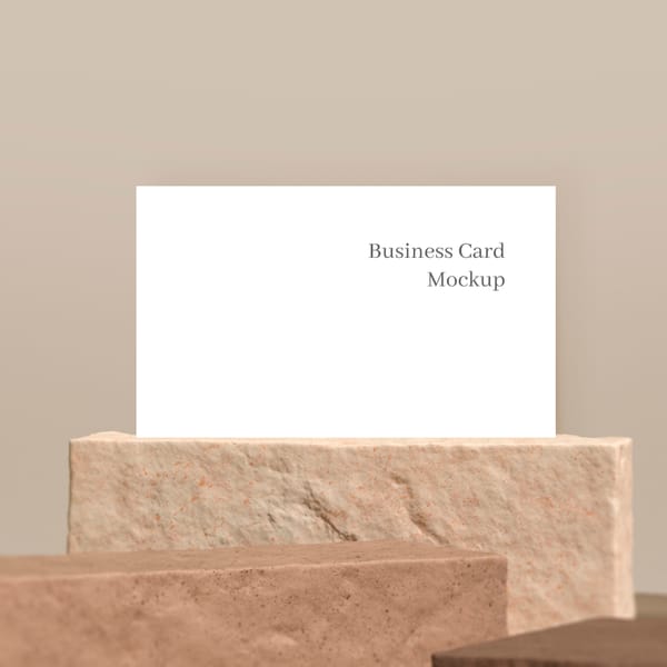 Square Mockup Business Card Mockup on Stone