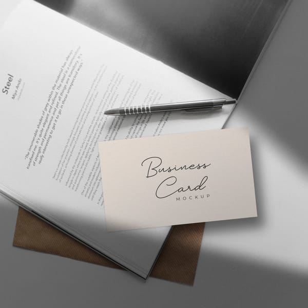 Realistic Business Card Mockup on Office Desk