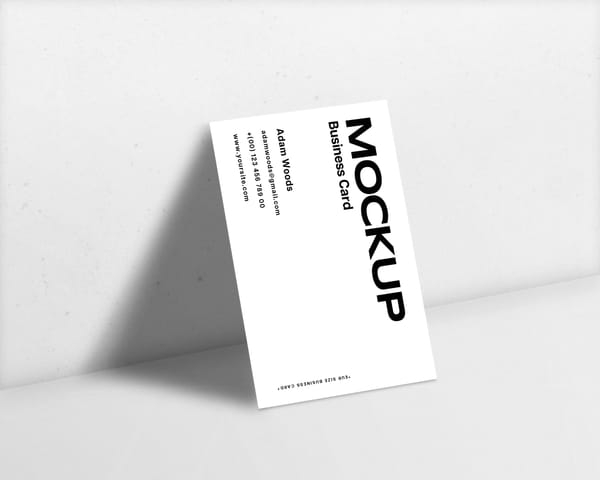 White Vertical Business Card Mockup