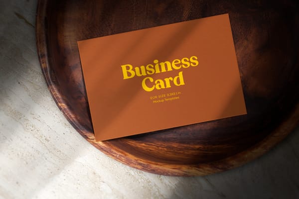 Rustic Business Card Mockup on Wooden Plate