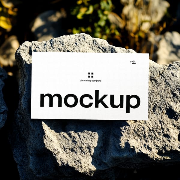 Business Card Mockup in Daylight on Stone