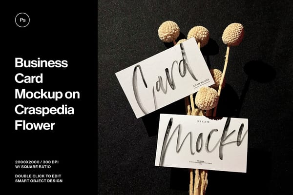 Business Card Mockup on Craspedia Flower