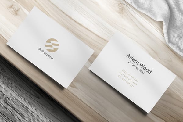 Realistic Business Card Mockup on Wood