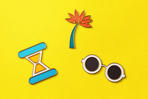 Enamel Pin Mockup With Yellow Background