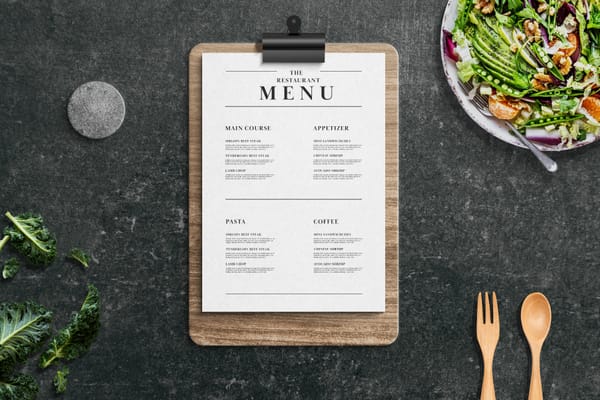 Elegant Restaurant Menu Mockup on Wooden Clipboard