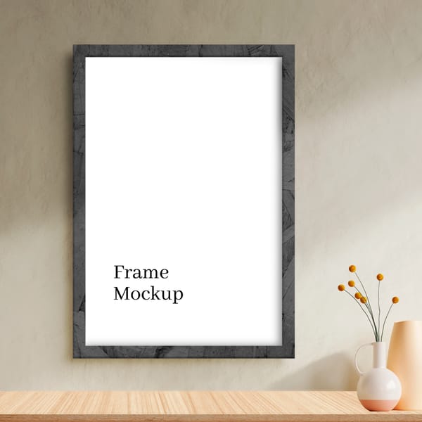 Modern Square Frame Mockup on Wall Interior