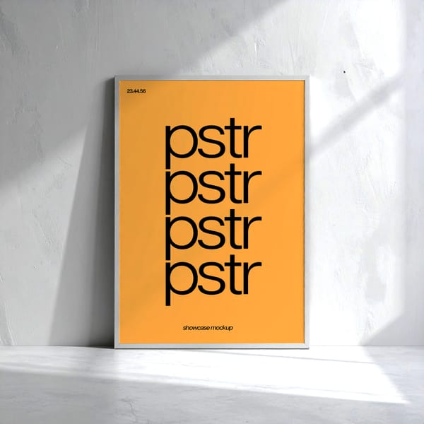 Framed Poster Mockup with Soft Sunlight Effect