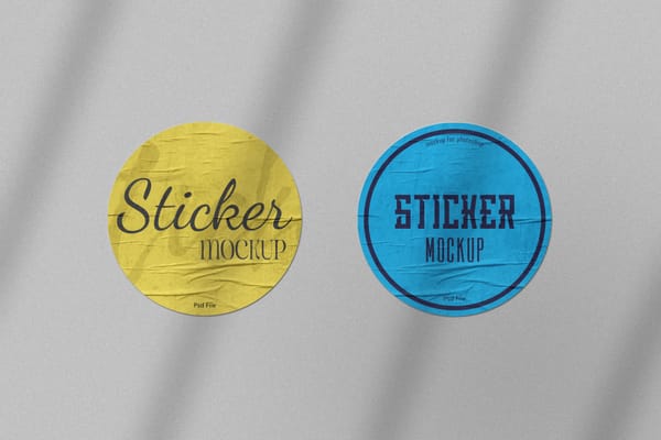 Glued Two Circle Sticker Mockup
