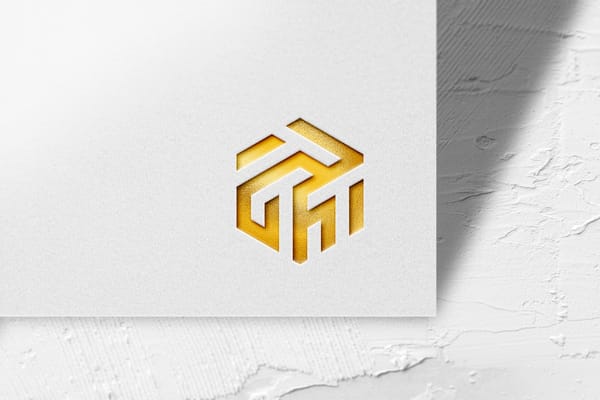 Gold Logo Mockup with Shadow and Wall Background