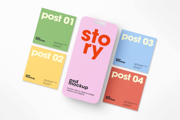 Modern Instagram UI Post & Story Mockup