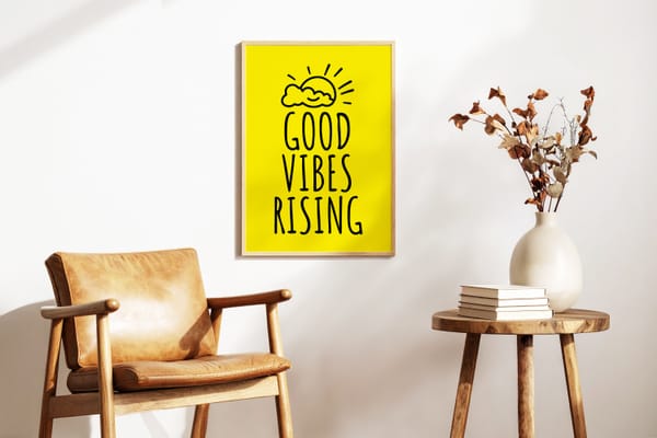 Minimalist Poster Frame Mockup in Living Room Scene