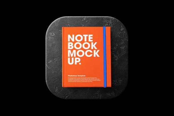 Note Book Mockup On Stone Tablet