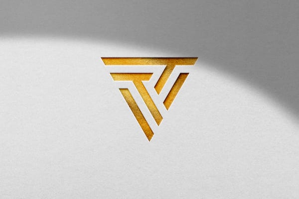Gold Paper Logo Mockup With Shadow