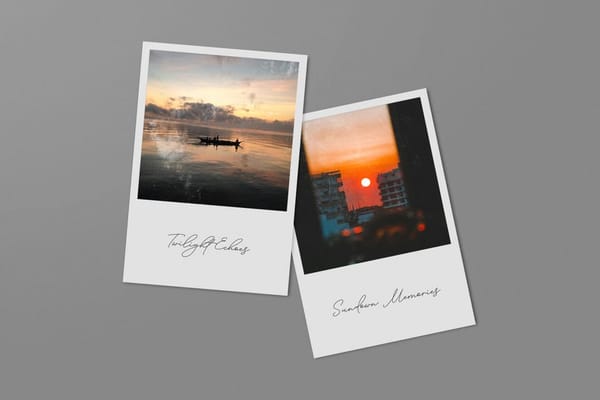 Vintage Polaroid Photo Mockup on Gray Background