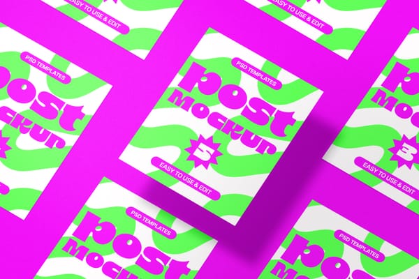 Portrait Instagram Post Mockup on Purple Background