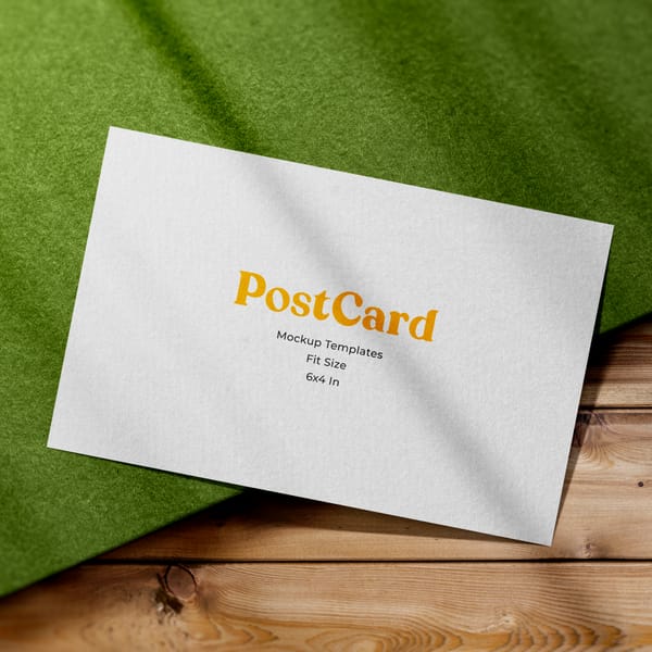 Post Card Mockup With Green Texture Paper