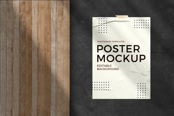 Minimalist Folded Poster Mockup with Tape