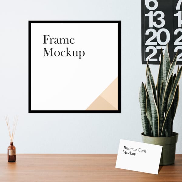 Square Frame Wood Mockup