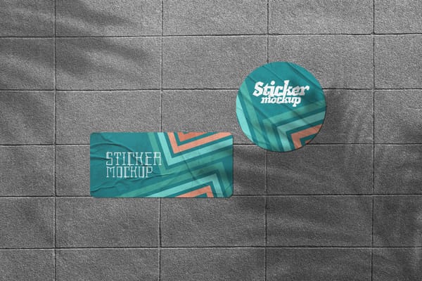Sticker Mockups With Shadow Leaf