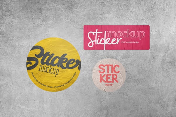 Sticker Mockups With Wall Background