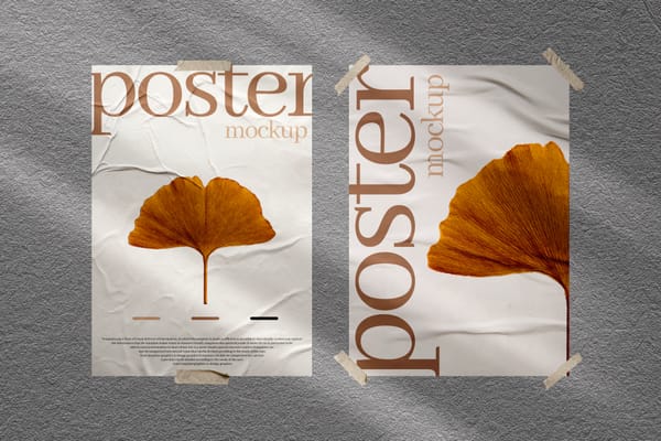 Tape Glued Poster Mockup