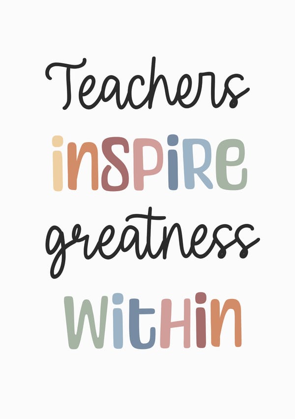 Teacher Inspire Greatness Within Wall Art Poster