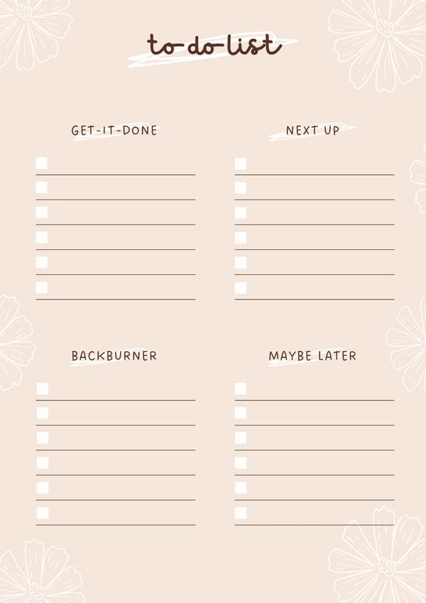 The Four Quadrant To Do List