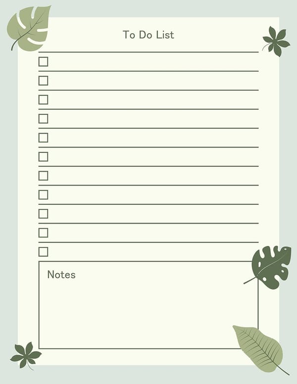 To Do List with Leaf Decoration