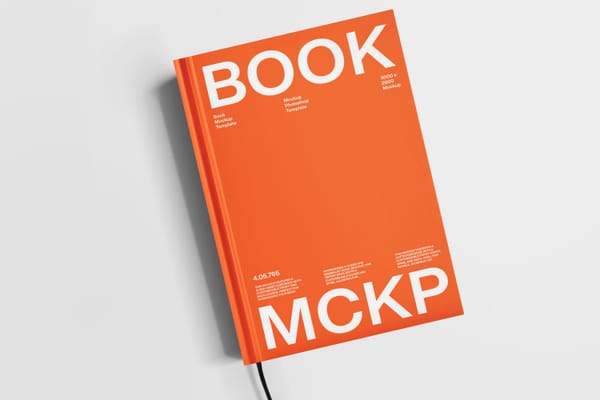 Top View Hardcover Book Mockup with Bookmark