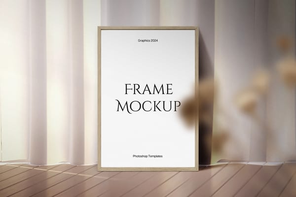 Minimalist Poster Frame Mockup in Cozy Room Scene