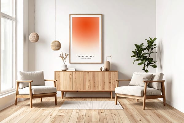 Scandinavian Style Interior with Vertical Frame Mockup