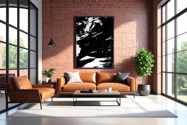 Vertical Poster Frame Mockup on Brick Wall Interior