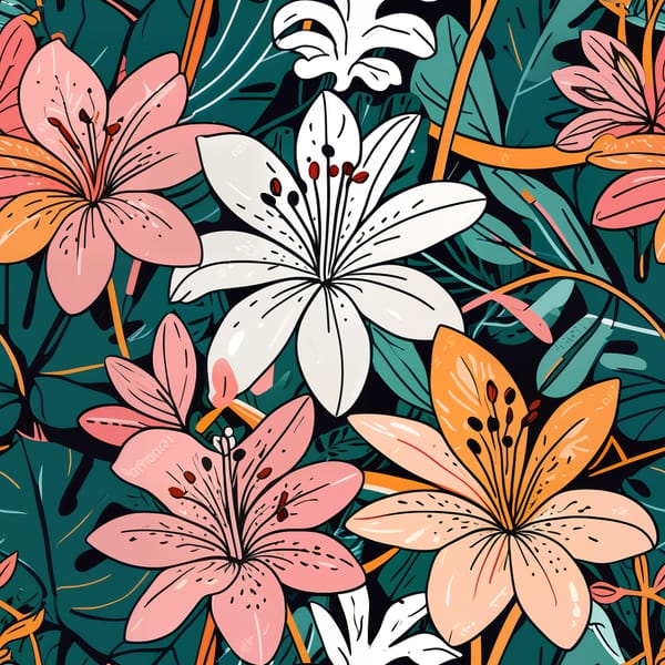 Tropical Lily Garden Pattern