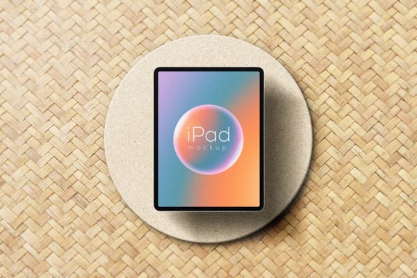 iPad Mockup on Woven Background