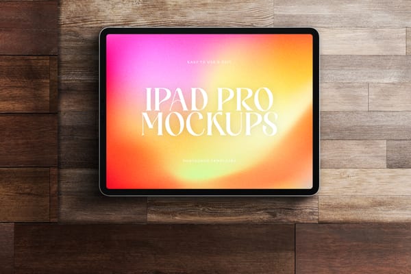 iPad Pro Mockup on Wooden Table