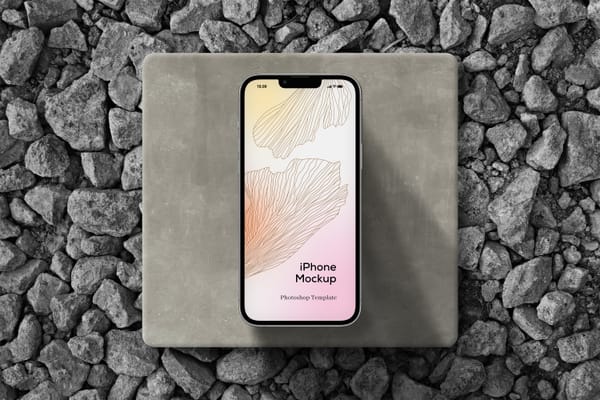 Minimalist iPhone Mockup on Stone Background