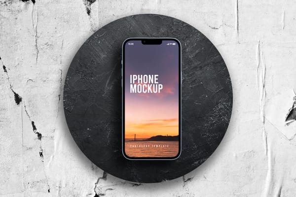 iPhone Mockup With Glued Texture Background