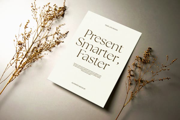 A4 Paper Sheet Mockup With Leaf