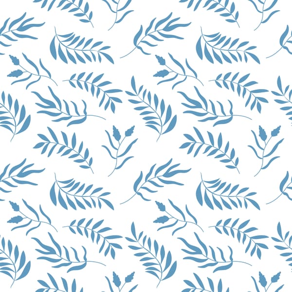 Blue Botanical Leaves Pattern