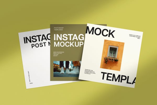 Brand UI Post Instagram Mockup on Yellow Background