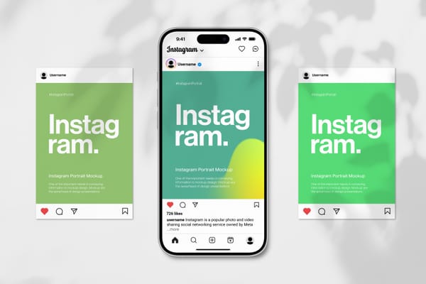 Instagram UI Mockup On Shadow Leaf