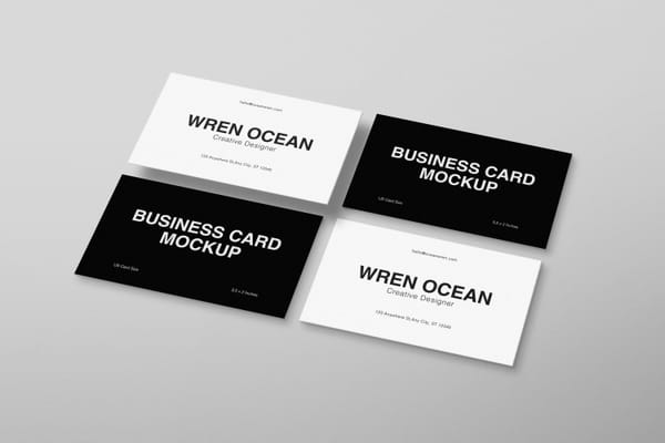 Minimalist Black and White Business Card Mockup
