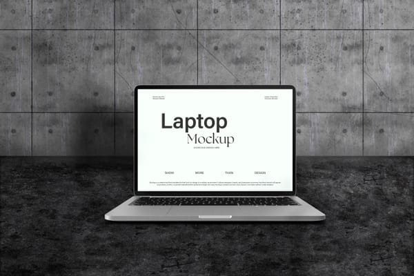 Minimal Laptop Screen Mockup on Concrete Background