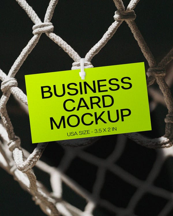 Modern Net Hanging Business Card Mockup