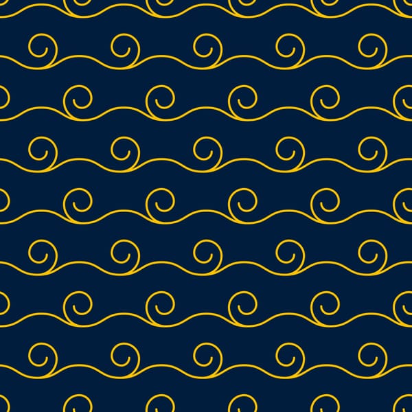 Navy Gold Swirl Wave Pattern