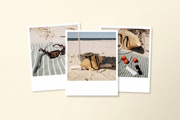 Polaroid Mockup on Light Brown Background