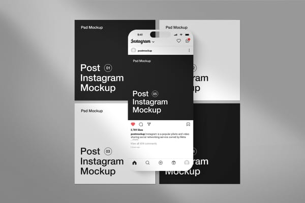 Realistic Instagram Post Mockup Set